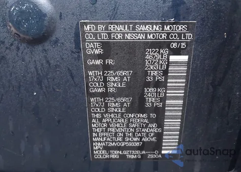 2016 Nissan Rogue Sv из США, поврежденный, VIN KNMAT2MV0GP593387